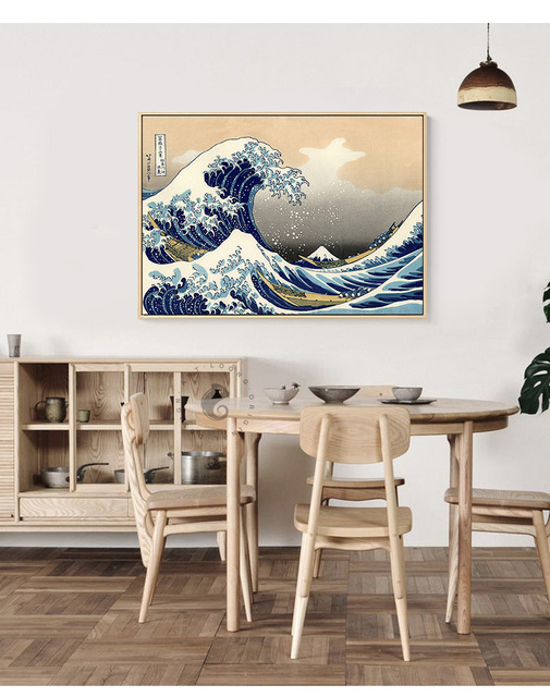 Plakat na płótnie Słynna fala Kanagawa - krajobrazowa dekoracja do salonu w stylu skandynawskim - Wianko - 5