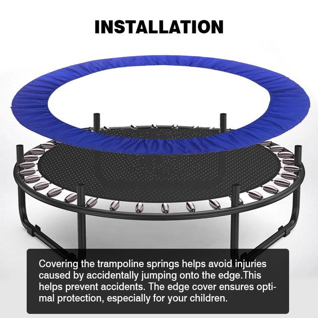 Okrągła trampolina z wymienną podkładką zabezpieczającą odporną na rozdarcie, krawędź obudową ochronną i okrągłą oprawką - Wianko - 1