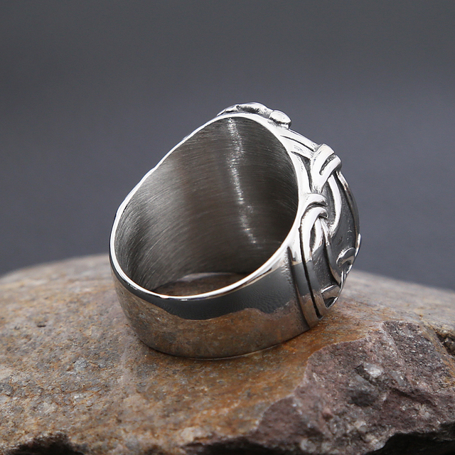 Pierścień męski ze stali nierdzewnej z motywem Aegishjalmur w stylu Viking, biżuteria vintage - Wianko - 19