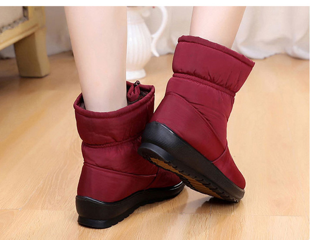 Kobiece zimowe buty damskie do kostki, utrzymujące ciepło, wodoodporne, z zamkiem, w rozmiarach Plus Size - Wianko - 4
