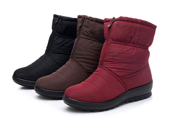 Kobiece zimowe buty damskie do kostki, utrzymujące ciepło, wodoodporne, z zamkiem, w rozmiarach Plus Size - Wianko - 18
