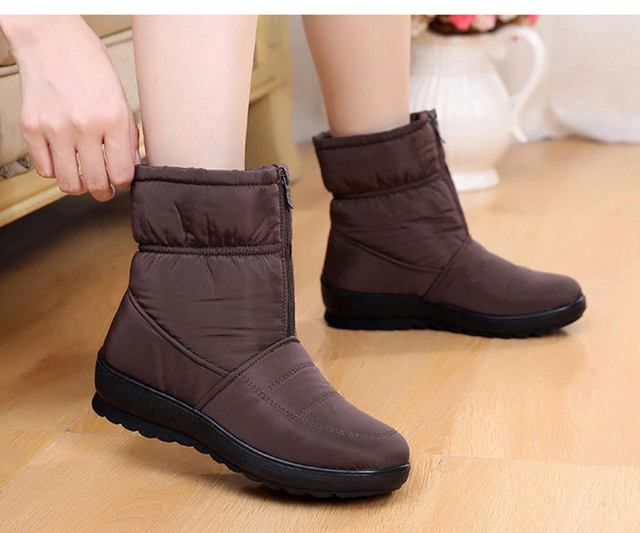 Kobiece zimowe buty damskie do kostki, utrzymujące ciepło, wodoodporne, z zamkiem, w rozmiarach Plus Size - Wianko - 6