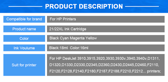Kartridż atramentowy HINICOLE do drukarki hp Deskjet: F2180, F2200, F2280, F4180, F300, F380, 380, D2300 - Wianko - 2