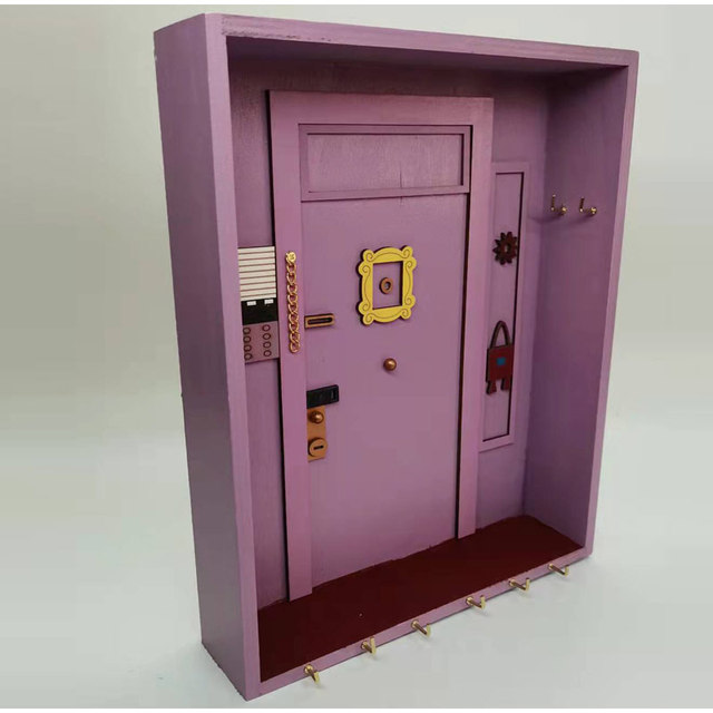 Brelok drewniany fioletowy Monica's Door Friends - wieszak na drzwi, przechowywanie kluczy, dekoracyjny rzemiosło do domu i ściany - Wianko - 4