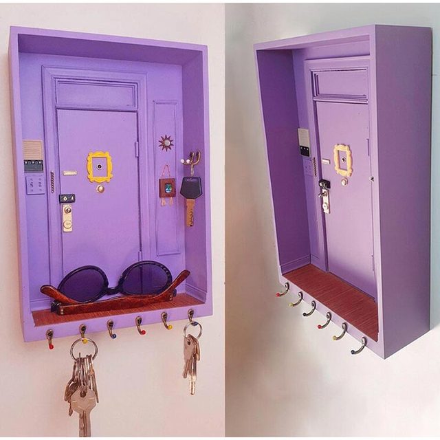 Brelok drewniany fioletowy Monica's Door Friends - wieszak na drzwi, przechowywanie kluczy, dekoracyjny rzemiosło do domu i ściany - Wianko - 2
