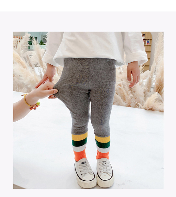 Dziewczęce tęczowe legginsy patchwork spodnie dziecięce dresowe wiosenne/jesienne - Wianko - 6