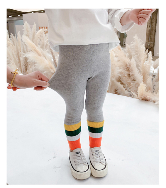 Dziewczęce tęczowe legginsy patchwork spodnie dziecięce dresowe wiosenne/jesienne - Wianko - 10