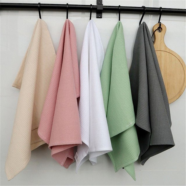 Zestaw 4 wafli ręcznikowych o wymiarach 45x65cm wykonanych z silnie chłonnej bawełny w 8 kolorach - Wianko - 1