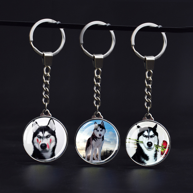 Breloczek Luminous Anime Husky 35mm dwustronnie Cabochon z szklanymi kulkami dla kobiet, mężczyzn, dziewczyn - prezent - Wianko - 2