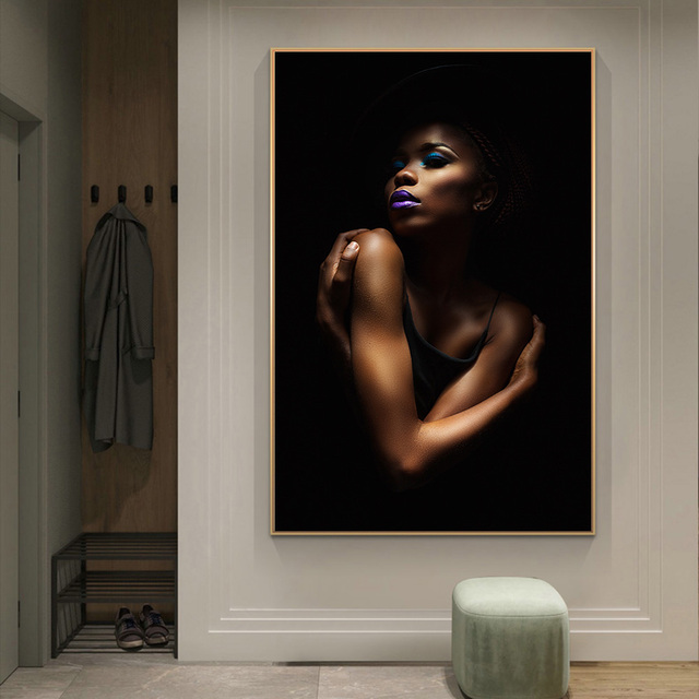 Afrykańska kobieta na płótnie - malarski portret bez ramy - Wianko - 4