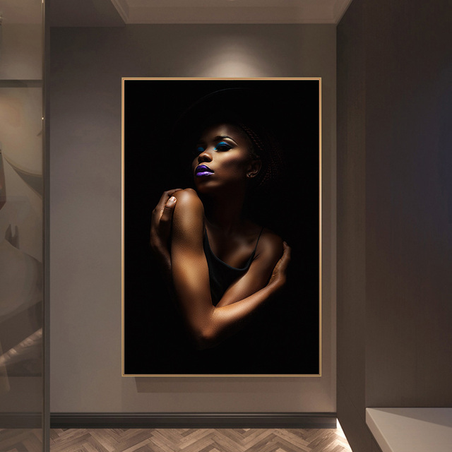 Afrykańska kobieta na płótnie - malarski portret bez ramy - Wianko - 3