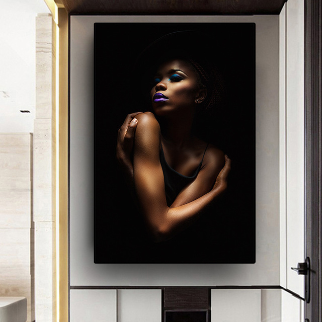 Afrykańska kobieta na płótnie - malarski portret bez ramy - Wianko - 5