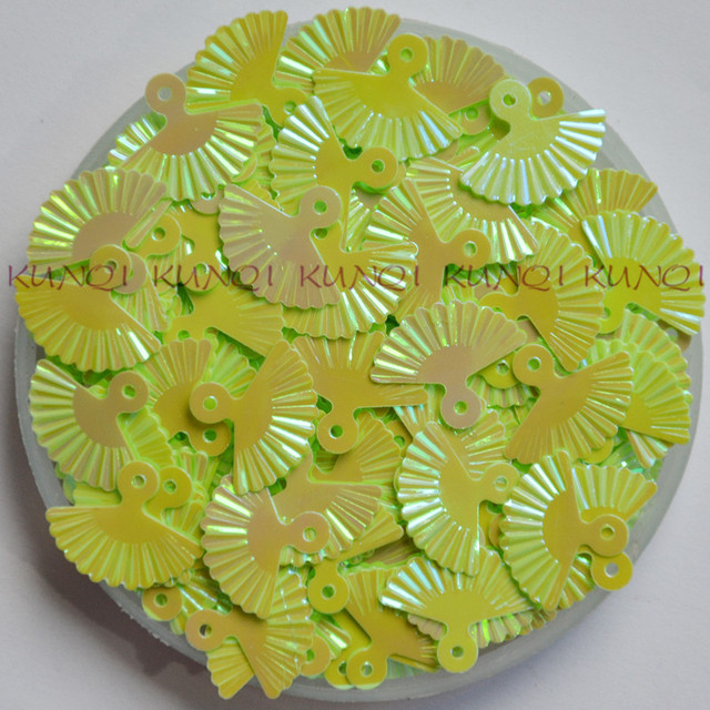 30g 750 sztuk cekinów małych słodkich Shell Fan 12*15mm w kształcie AB zielonych - luźne cekiny do rzemiosła i szycia, akcesoria DIY dla dzieci - Wianko - 3