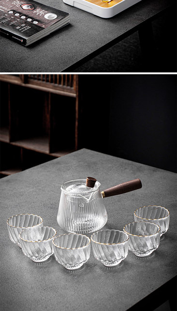 Dzbanek do herbaty z filtrem szklanym w japońskim stylu i uchwytem z litego drewna - Wianko - 9