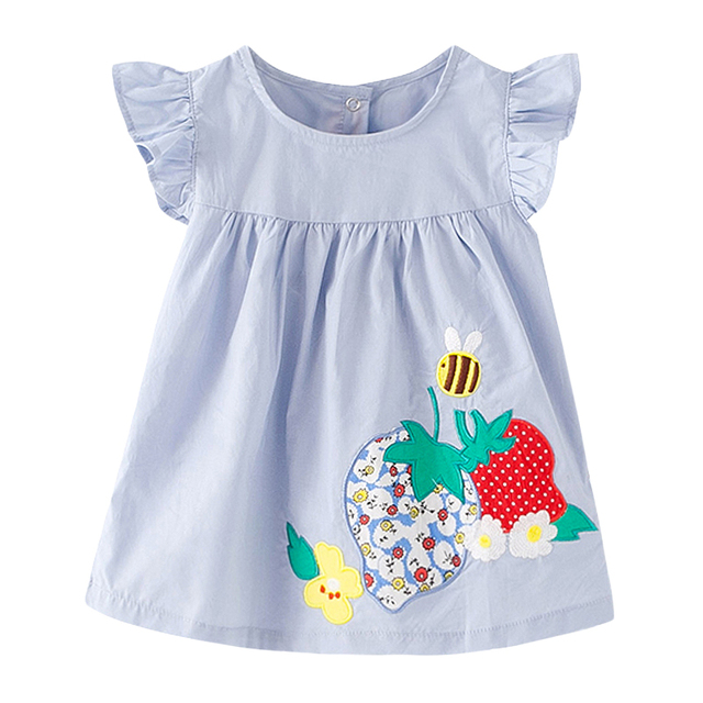 Koszulka dla dziewczynki Little Maven z krótkim rękawem i aplikacją truskawki w kolorze jasnoniebieskim - Wianko - 4