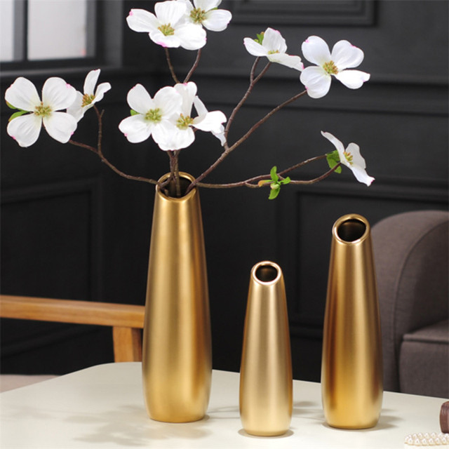 Nordycki ceramiczny wazon na kwiaty w matowym złocie lub srebrze - minimalistyczne dekoracje do salonu, prezenty ślubne - Wianko - 2