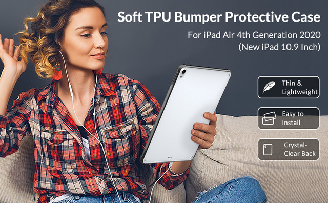 Pokrowiec elastyczny na nowy iPad 10.9 (iPad Air 4th Gen 2020) z TPU, z poduszką powietrzną zderzak krawędzi, przezroczyste etui twardy PC Back Cover - Wianko - 1