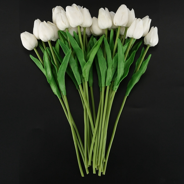 Lateksowy tulipan ozdobny do ślubu - komplet 20 sztuk, wysoka jakość KC451 - Wianko - 4
