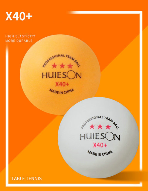 Piłeczki do tenisa stołowego HuIESON X40 + 3 gwiazdki ABS, nowy materiał, profesjonalne drużynowe piłki, 30/50/100 szt. piłek treningowych, 2.8g - Wianko - 1