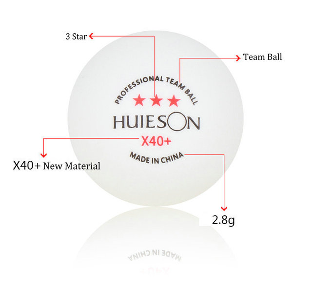 Piłeczki do tenisa stołowego HuIESON X40 + 3 gwiazdki ABS, nowy materiał, profesjonalne drużynowe piłki, 30/50/100 szt. piłek treningowych, 2.8g - Wianko - 3
