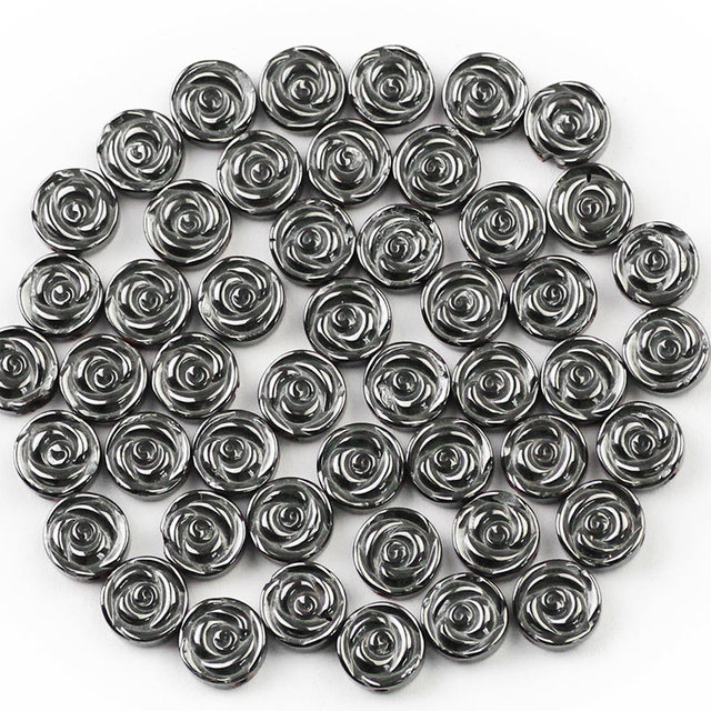 Naturalne czarne hematyt róże kule kwiatowe 6/8/10/12MM do tworzenia biżuterii DIY - Wianko - 4