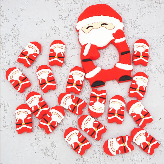 Chenkai 50 sztuk Baby Snowman - silikonowe kulki ząbkowe, boże narodzenie, smoczek DIY, naszyjnik - renifer, święty mikołaj - Wianko - 9