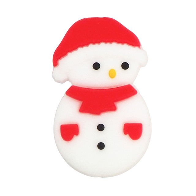 Chenkai 50 sztuk Baby Snowman - silikonowe kulki ząbkowe, boże narodzenie, smoczek DIY, naszyjnik - renifer, święty mikołaj - Wianko - 21