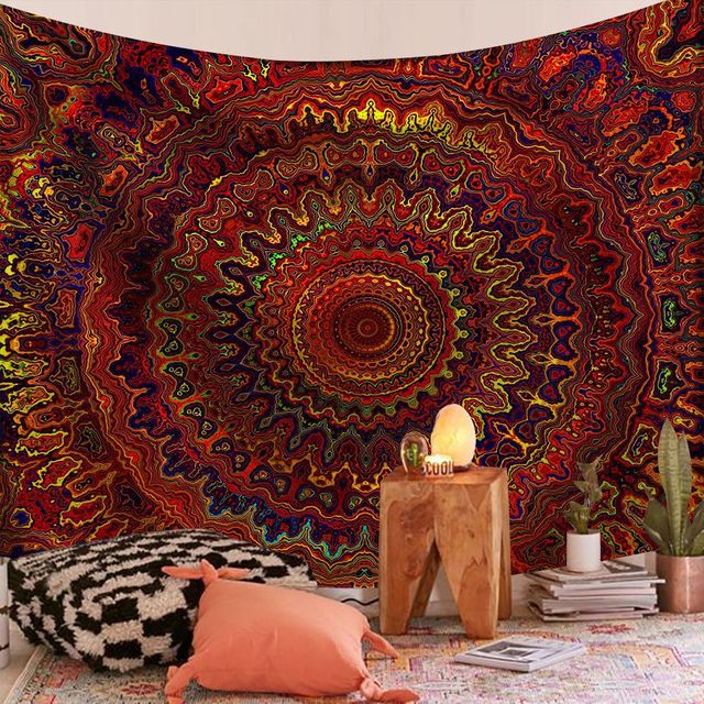 Mandala Tapiz Gobelin Boho Decor do powieszenia ściany - Kolorowe, psychodeliczne, Hippie dekoracje do domu, sypialni, joga - Wianko - 1