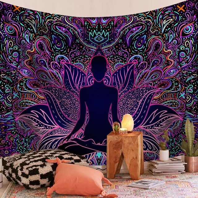 Mandala Tapiz Gobelin Boho Decor do powieszenia ściany - Kolorowe, psychodeliczne, Hippie dekoracje do domu, sypialni, joga - Wianko - 6