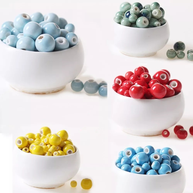 50 sztuk ceramicznych okrągłych koralików 6mm i 8mm w 32 kolorach - zestaw do tworzenia biżuterii - Wianko - 3