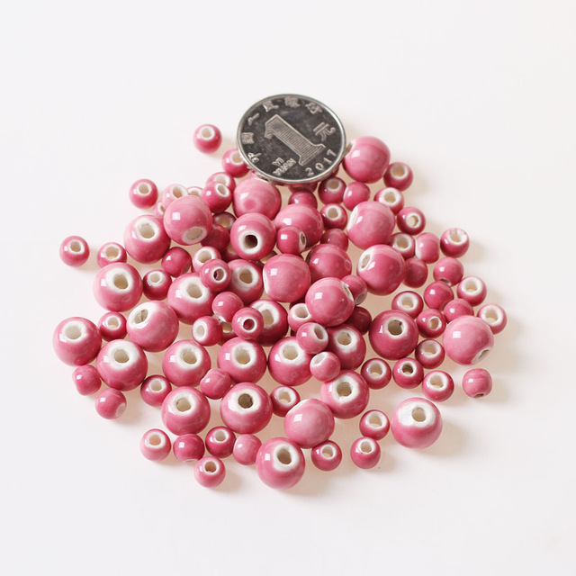 50 sztuk ceramicznych okrągłych koralików 6mm i 8mm w 32 kolorach - zestaw do tworzenia biżuterii - Wianko - 8