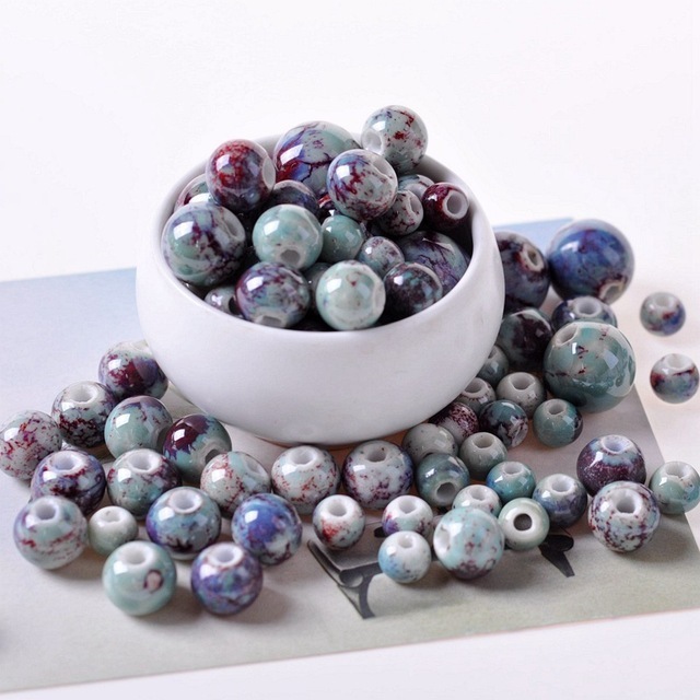 50 sztuk ceramicznych okrągłych koralików 6mm i 8mm w 32 kolorach - zestaw do tworzenia biżuterii - Wianko - 5
