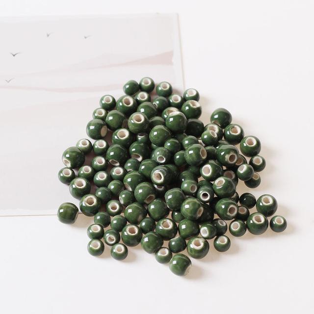 50 sztuk ceramicznych okrągłych koralików 6mm i 8mm w 32 kolorach - zestaw do tworzenia biżuterii - Wianko - 7