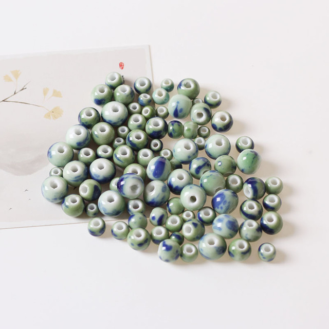 50 sztuk ceramicznych okrągłych koralików 6mm i 8mm w 32 kolorach - zestaw do tworzenia biżuterii - Wianko - 6