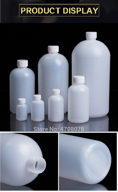 Laboratoryjna butelka odczynnikowa PE 100 ml z przykręcaną pokrywą - skalą i wąskim okrągłym ustnikiem - Wianko - 3