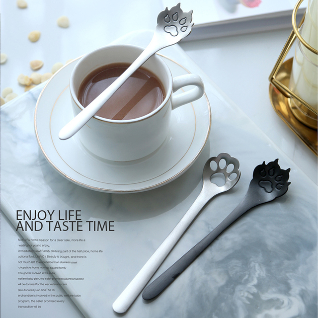 Kreatywna łyżeczka do kawy z deseniem kociaka wykonana ze stali nierdzewnej - Wianko - 3