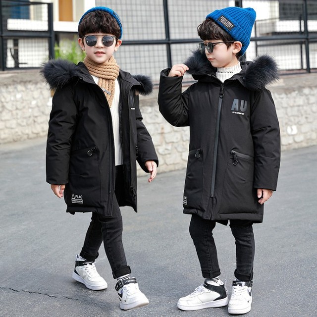 2020 Płaszcz zimowy dla dzieci - ciepły kurtka z kunstfur  - z czarnym kapturem  dla chłopców - Wianko - 6