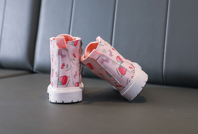 Truskawkowe botki z bocznym zamkiem dla dziewcząt - zimowe nowe buty Martin - Wianko - 6