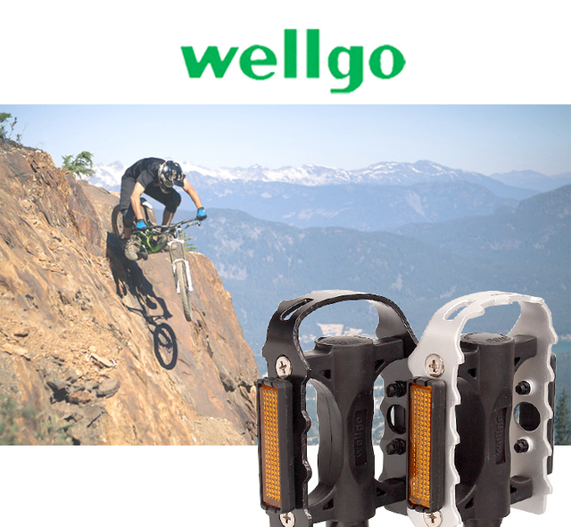 Pedał WellGo-lu-c25 do roweru górskiego, pół aluminiowy z łożyskiem kulkowym i odbłyśnikiem - Wianko - 1
