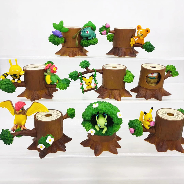 Figurka Pokemon Go - zestaw 8 sztuk: Pikachu, Bulbasaur, Eevee, Celebi, Mokurah, Pika, drzewo kikut [Kategoria: Figurki akcji] - Wianko - 4