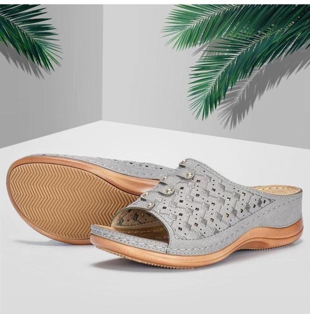 Sandały damskie na koturnie – letnie buty dla kobiet, rozmiar Plus, sandały na średnim obcasie - Wianko - 7