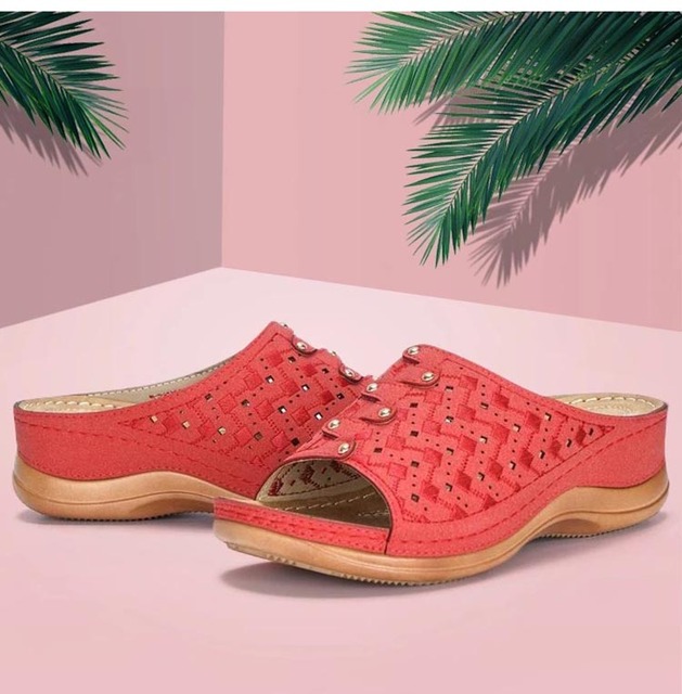 Sandały damskie na koturnie – letnie buty dla kobiet, rozmiar Plus, sandały na średnim obcasie - Wianko - 6
