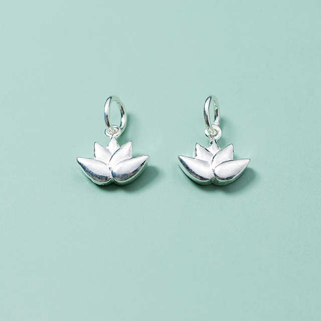 Biżuteria z kwiatem lotosu - srebrne kolczyki wykonane własnoręcznie, dziewczęce dodatki - Wianko - 2