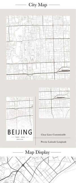Mapa miasta Monterrey, Guadalajara, Tijuana, Saltillo, Durango i Leon - plakat na płótnie z papierem typu Kraft przystosowany do dekoracji wnętrza - Wianko - 1