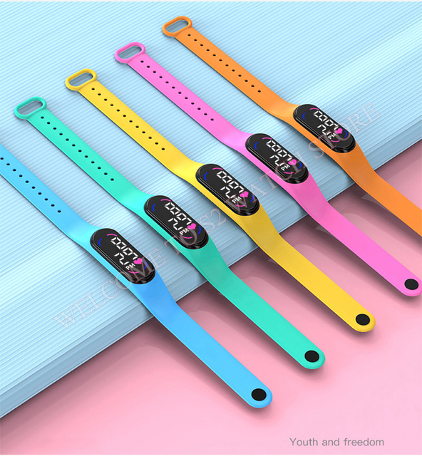 Dziecięcy zegarek sportowy LED, wodoodporny, ze ślicznym, twórczym wzorem i paskiem silikonowym - Wianko - 3