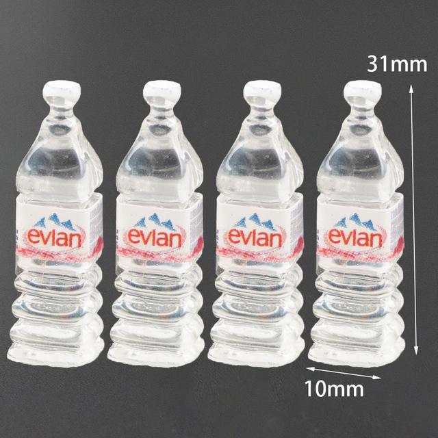 Miniaturowa butelka na wodę mineralną dla lalek 1/12 Dollhouse - zestaw 4 sztuk - Wianko - 3