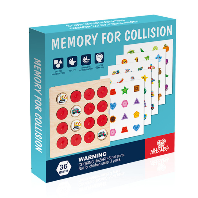Gra Memory Match Montessori - drewniane klocki 3D w szachy puzzle, edukacyjna zabawka interakcyjna dla dzieci na imprezy rodzinne oraz wczesne etapy rozwoju - Wianko - 8