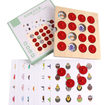 Gra Memory Match Montessori - drewniane klocki 3D w szachy puzzle, edukacyjna zabawka interakcyjna dla dzieci na imprezy rodzinne oraz wczesne etapy rozwoju - Wianko - 7