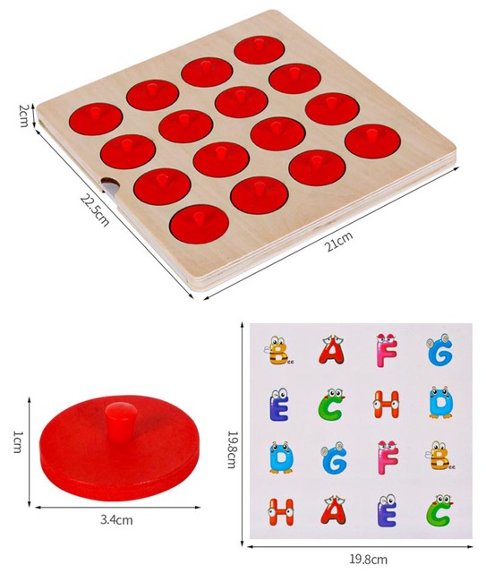 Gra Memory Match Montessori - drewniane klocki 3D w szachy puzzle, edukacyjna zabawka interakcyjna dla dzieci na imprezy rodzinne oraz wczesne etapy rozwoju - Wianko - 2