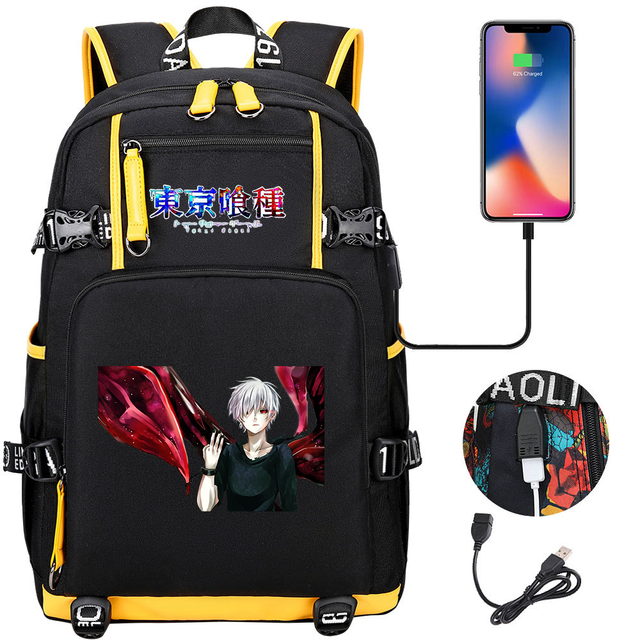 Ekskluzywny plecak szkolny na laptopa Tokyo Ghoul dla kobiet - wodoodporny, wielofunkcyjny z ładowaniem USB - Wianko - 15